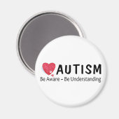 Aimant Autisme Soyez Conscient Soyez Compréhensif (Recto/Verso)