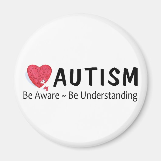 Aimant Autisme Soyez Conscient Soyez Compréhensif (Devant)