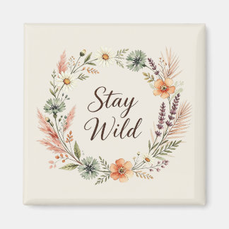 Aimant Autocollant carré de fleurs sauvages boho floral R
