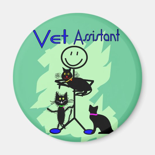 Aimant Autocollant de l'assistant vétérinaire avec chats (Devant)
