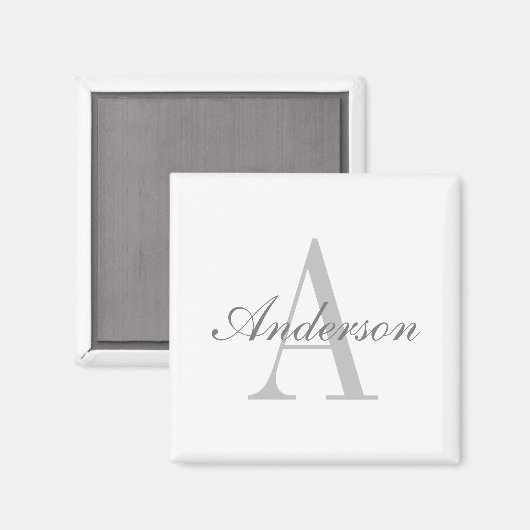 Aimant Autocollant rond classique élégant blanc et gris m (Recto/Verso)