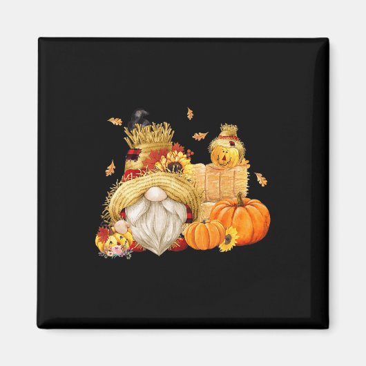 Aimant Automne Gnome Scarecrow Gnome Automne Halloween Th (Devant)