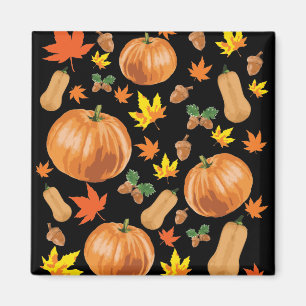 Aimant Automne Orange Citrouille Automne Motif