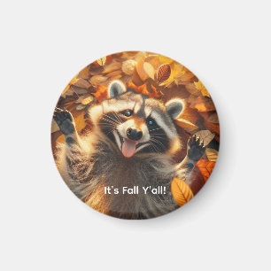 Aimant Automne Silly Raccoon personnalisable