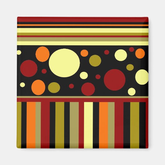 Aimant Automne Tones de la Terre Stripes Pois Motif (Devant)