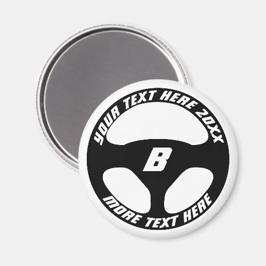 Aimant Automotive black car steering wheel custom fridge (Recto/Verso)