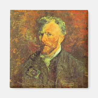 Aimant Autoportrait, avec tuyau, à une table de van Gogh