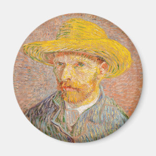 Aimant Autoportrait de Vincent Van Gogh avec chapeau de p