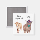 Aimant Autres 50 ans Anniversaire Highland Cow (Recto/Verso)