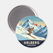 Aimant Autriche Arlberg Skier (Recto/Verso)