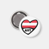 Aimant Autriche Code Pays Drapeau Coeur AUT (Recto/Verso)