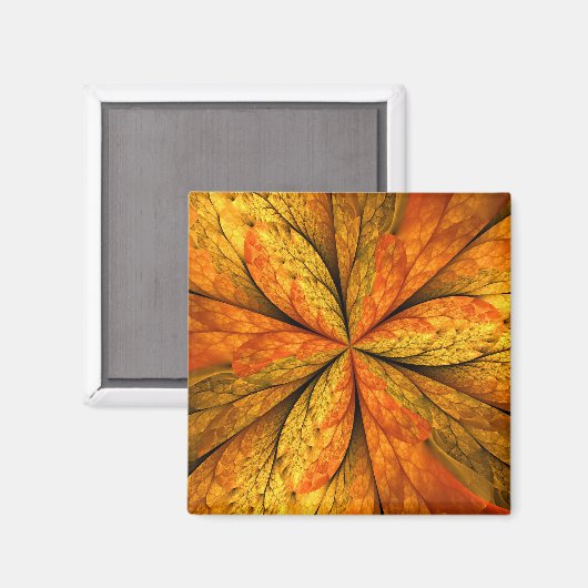 Aimant Autumn Plant, Modern Abstract Fractal Art Leaf (Recto/Verso)