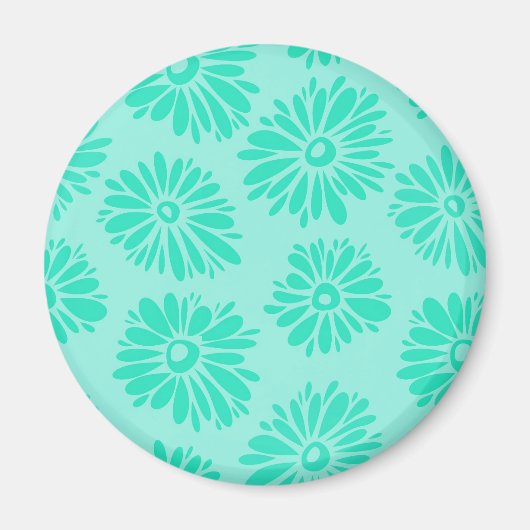 Aimant aux fleurs turquoise (Devant)