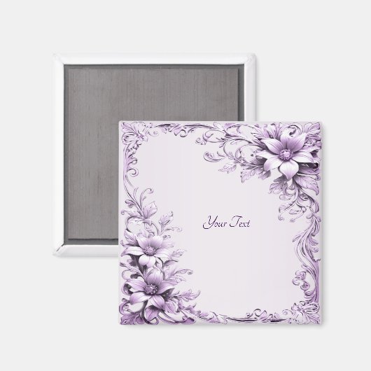 Aimant aux fleurs violettes élégant (Recto/Verso)