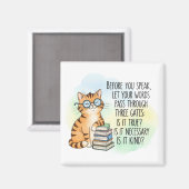 Aimant Avant De Parler, Soyez Gentils | Devis de chat mot (Recto/Verso)