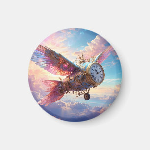 Aimant avec aile fantastique avec visage horloge