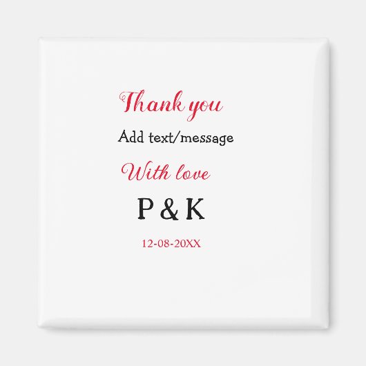 Aimant Avec amour ajoutez lettre nom couple merci ajoutez (Devant)