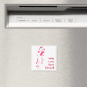Aimant "Avec amour" en rose rouge à lèvres (In Situ (Lave-vaisselle))