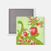 Aimant Avec beaucoup d'amour Rouge Coeurs Jaunes Fractal  (Recto/Verso)