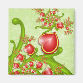 Aimant Avec beaucoup d'amour Rouge Coeurs Jaunes Fractal  (Devant)