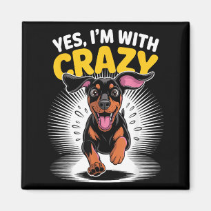 Aimant Avec Chien Mignon Fou Doberman Pinscher Drôle de G