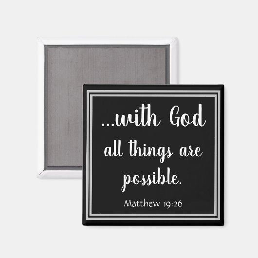 Aimant Avec Dieu, tout est possible noir (Recto/Verso)