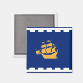 Aimant avec drapeau de la ville de Québec, Canada (Recto/Verso)