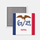 Aimant avec drapeau de l'État de l'Iowa - États-Un (Recto/Verso)