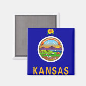 Aimant avec drapeau de l'État du Kansas - États-Un (Recto/Verso)