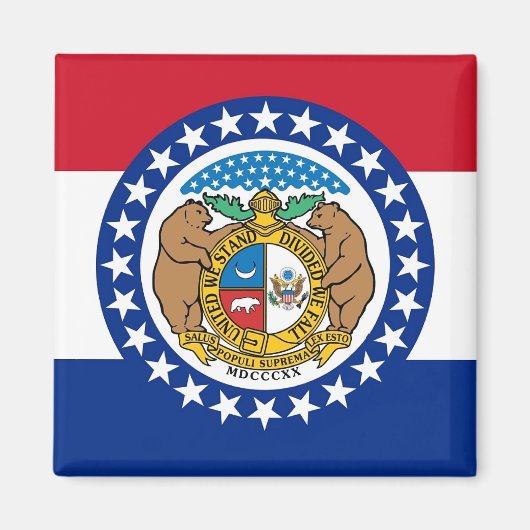 Aimant avec drapeau de l'État du Missouri - États- (Devant)