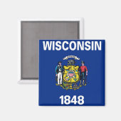 Aimant avec Drapeau de l'État du Wisconsin - USA (Recto/Verso)