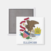 Aimant avec Drapeau de l'Illinois Etat - USA (Recto/Verso)