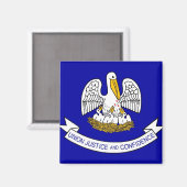 Aimant avec Drapeau de Louisiane Etat - USA (Recto/Verso)