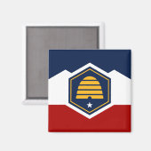 Aimant avec drapeau de l'Utah, États-Unis (Recto/Verso)