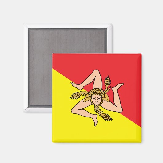 Aimant avec Drapeau de Sicile, Italie (Recto/Verso)