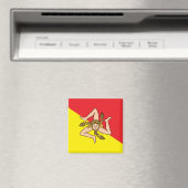 Aimant avec Drapeau de Sicile, Italie (In Situ (Lave-vaisselle))
