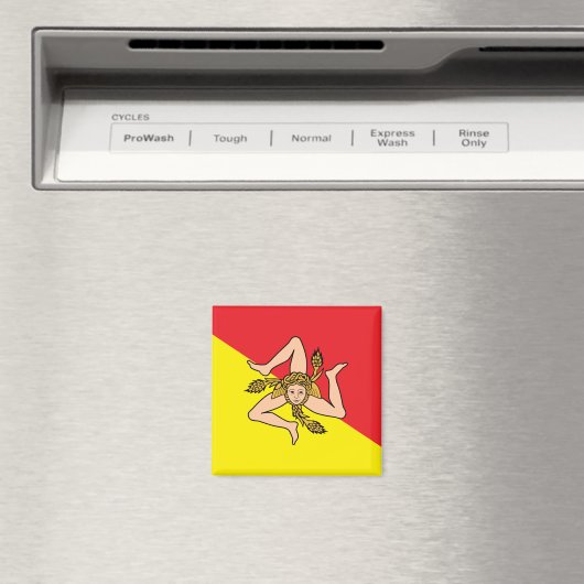 Aimant avec Drapeau de Sicile, Italie (In Situ (Lave-vaisselle))