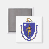 Aimant avec Drapeau du Massachusetts Etat - USA (Recto/Verso)