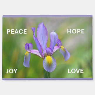 Aimant avec fleur d'Iris et thèmes de l'Avent