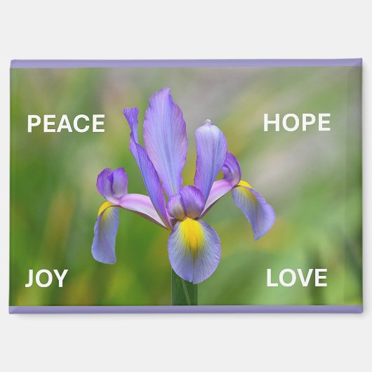Aimant avec fleur d'Iris et thèmes de l'Avent (Recto)