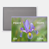 Aimant avec fleur d'Iris et thèmes de l'Avent (Recto/Verso)