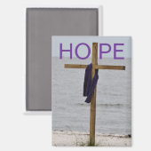 Aimant avec image de la Croix sur la plage (Recto/Verso)