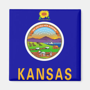 Aimant avec le drapeau de l'état du Kansas -