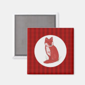 Aimant avec l'illustration rouge et le plaid de (Recto/Verso)