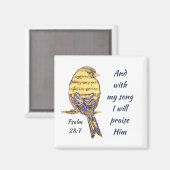 Aimant Avec ma chanson, je le loue Bible Écriture Oiseau (Recto/Verso)