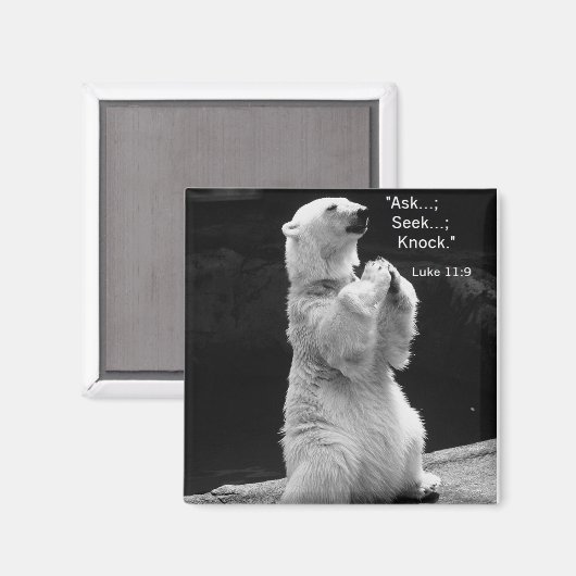 aimant avec ours polaire prier demander, chercher, (Recto/Verso)