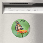 Aimant avec papillon monarque, fleur et JOIE ! (In Situ (Lave-vaisselle))