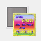 Aimant AvecGodAllThingsArePossibleArcEnCiel (Recto/Verso)
