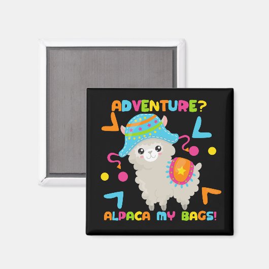 Aimant Aventure Alpaca Mes Sacs Mignonne Drôle (Recto/Verso)