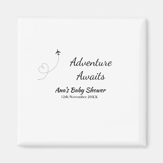Aimant Aventure attend baby shower ajouter nom date plan (Devant)